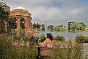 San Francisco Palace Garden wedding, couple